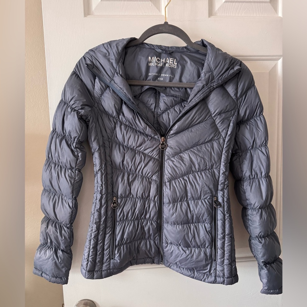 Michael Kors Women's Dusty Blue Packable Down Puffer Jacket NWOT